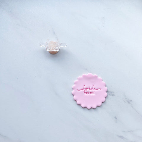 "BRIDE TO BE" TINY TEXT STAMP BY LITTLE BISKUT