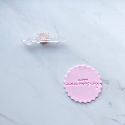 "HAPPY ANNIVERSARY" TINY TEXT STAMP BY LITTLE BISKUT