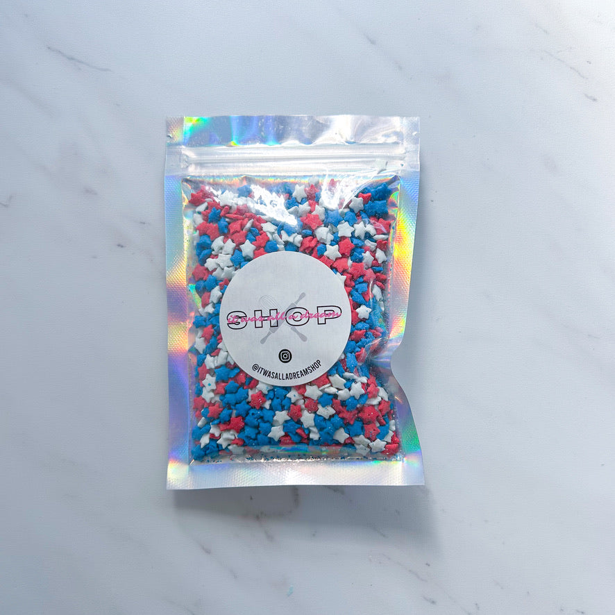 RED WHITE AND BLUE STAR QUINS SPRINKLES