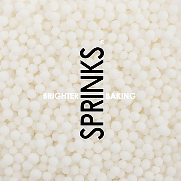 CACHOUS MATTE WHITE PEARL BEADS 4MM BY SPRINKS