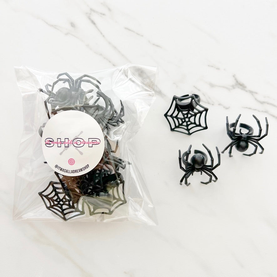 SPIDER AND WEB RING TOPPERS