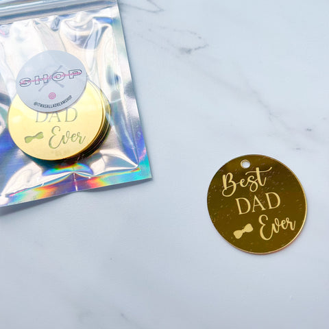 "BEST DAD EVER" WITH BOW TIE ACRYLIC TOPPERS