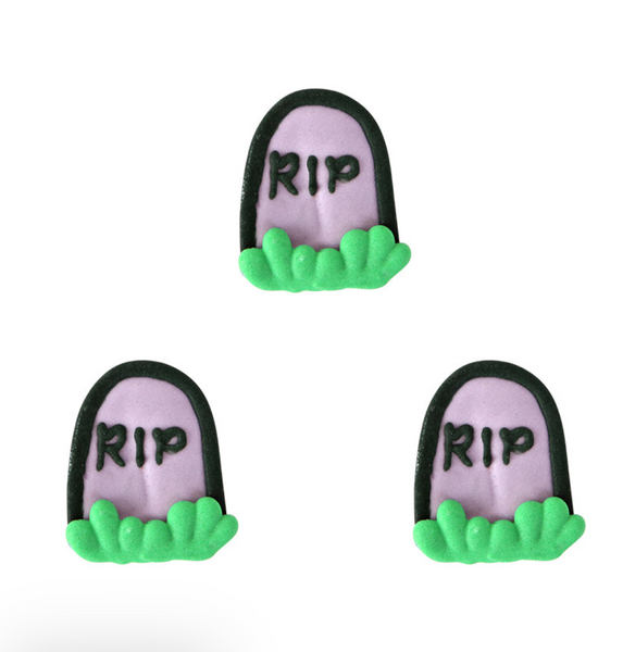TOMBSTONES WITH GRASS EDIBLE DECORATIONS