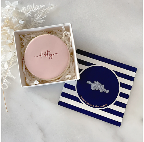 "FIFTY" TINY TEXT STAMP BY LITTLE BISKUT