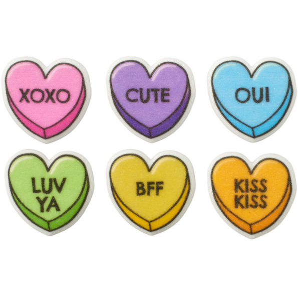 CANDY HEARTS EDIBLE DECORATIONS