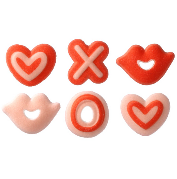 XO HEARTS AND KISSES EDIBLE DECORATIONS