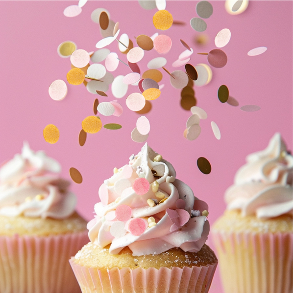 PINK WHITE AND GOLD WAFER CONFETTI BY SPRINKS