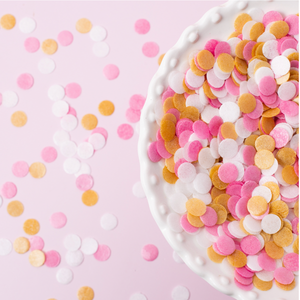 PINK WHITE AND GOLD WAFER CONFETTI BY SPRINKS