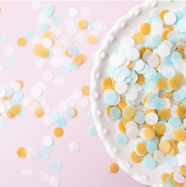 BLUE WHITE AND GOLD WAFER CONFETTI BY SPRINKS