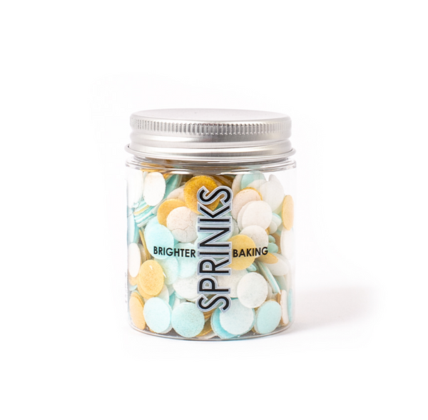 BLUE WHITE AND GOLD WAFER CONFETTI BY SPRINKS