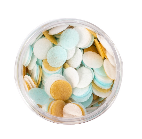 BLUE WHITE AND GOLD WAFER CONFETTI BY SPRINKS