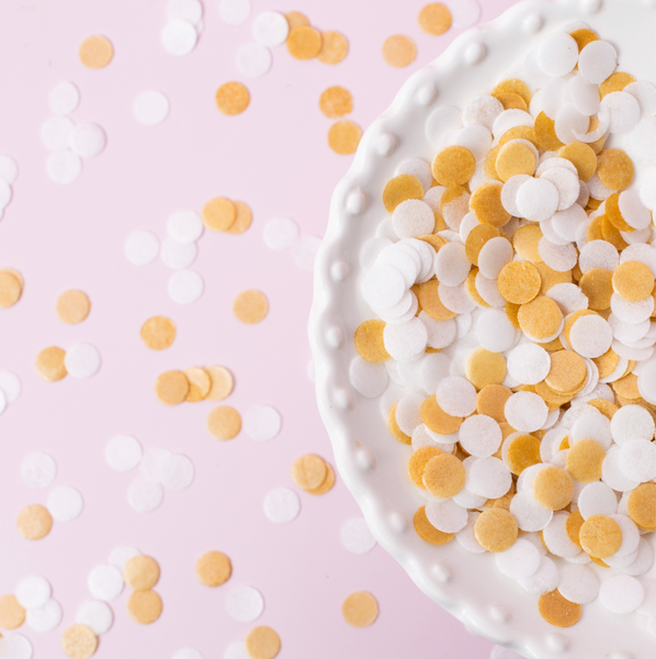 WHITE AND GOLD WAFER CONFETTI BY SPRINKS