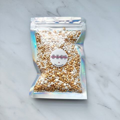 WHITE AND GOLD SPRINKLE MIX