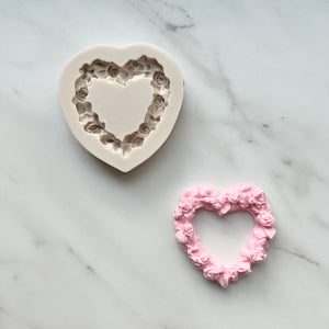 ROSE AND FLORAL HEART FRAME MOLD