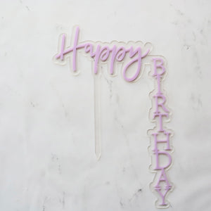 PURPLE DOUBLE LAYER HAPPY BIRTHDAY CAKE TOPPER