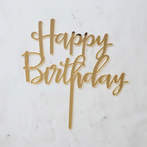 GOLD HAPPY BIRTHDAY ACRYLIC TOPPER