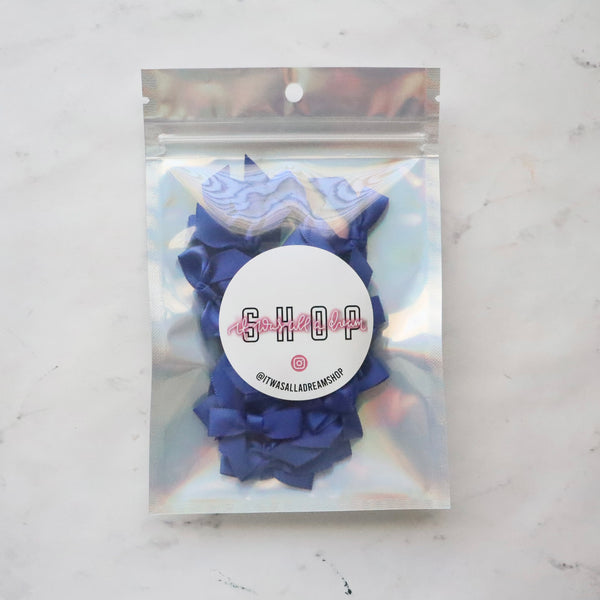 PRE TIED TINY SATIN BOWS (ROYAL BLUE)