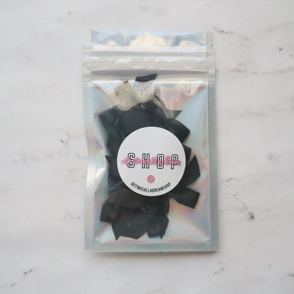 PRE TIED TINY SATIN BOWS (BLACK)