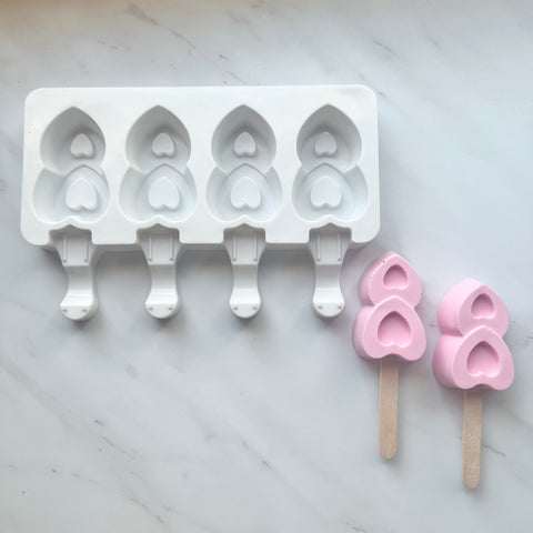 DOUBLE HEART POPSICLE MOLD