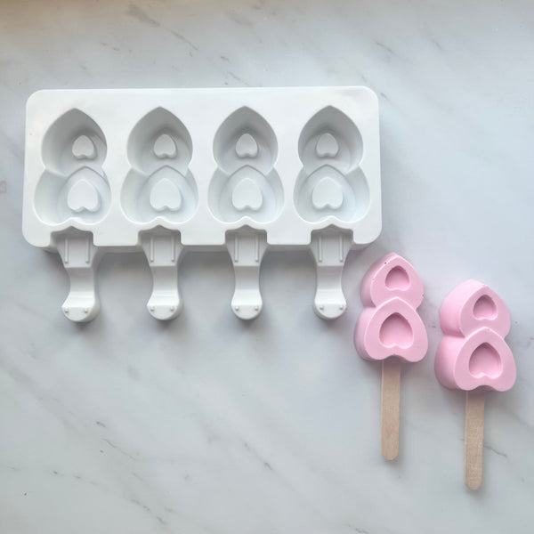 DOUBLE HEART POPSICLE MOLD